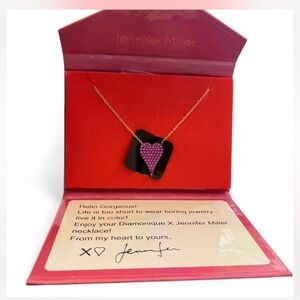 Jennifer miller x Dominique heart necklace in fuchsia and gold/rose gold chain